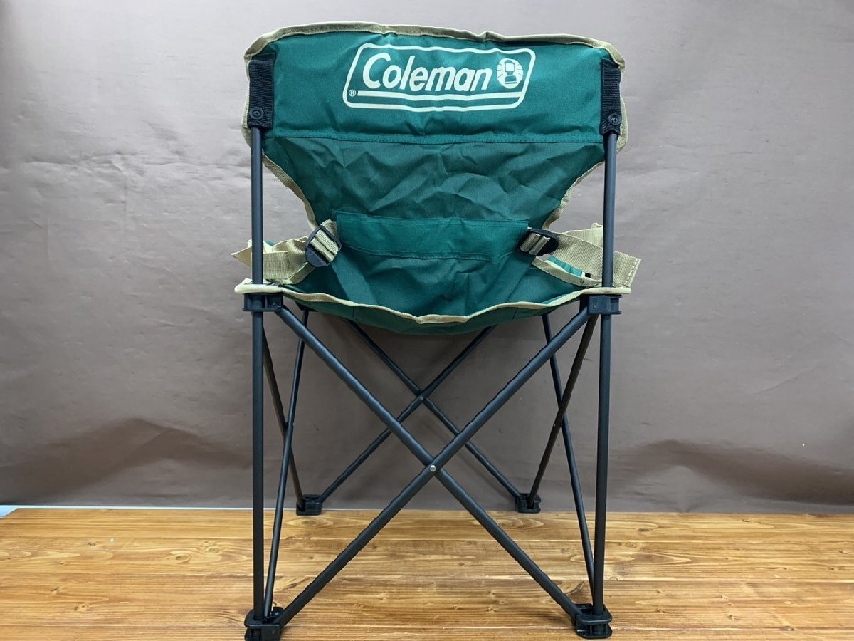 【O-6294】コールマン Coleman リゾートチェア 耐荷重約80kg アウトドア 椅子 折り畳みチェア グリーン系 現状品【千円市場】_画像3
