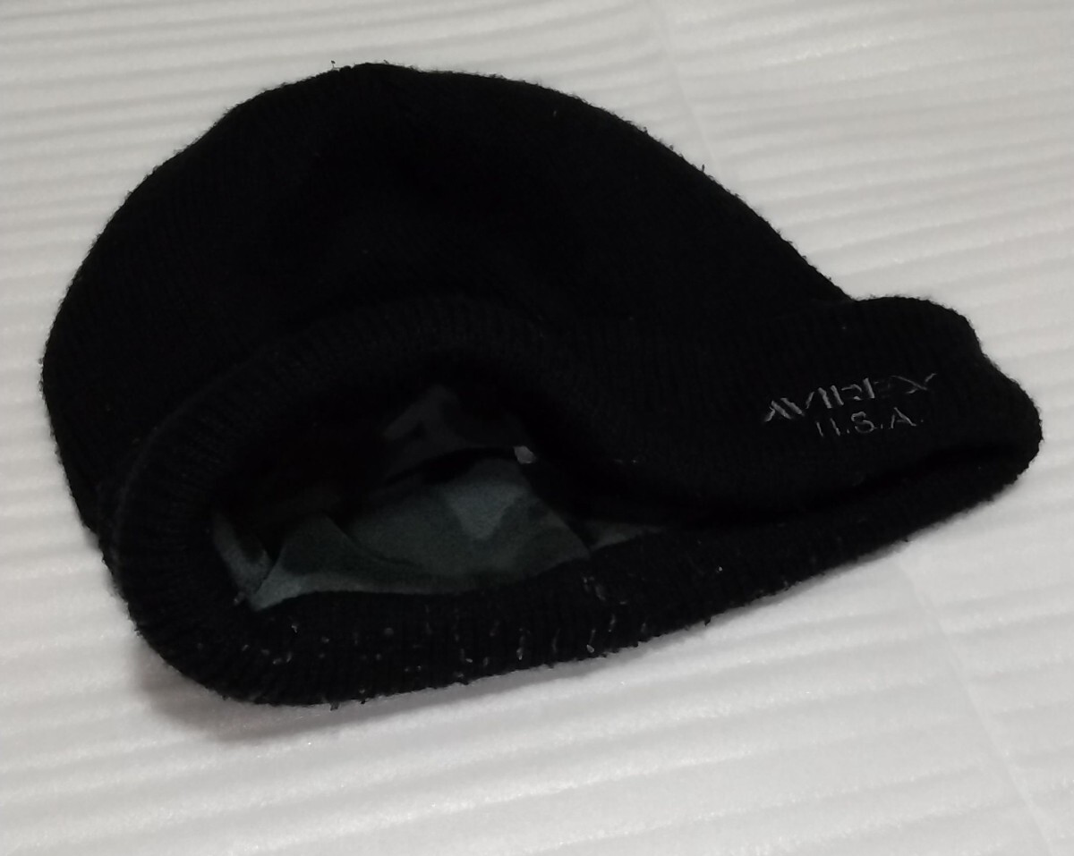 AVIREX U.S.A.ニット帽 ミリタリー ウェア ブランド アヴィレックス帽子 内径約27cm 二重防寒ブラック黒色GLAYグレイ迷彩アメリカ空軍 王様_※〒送料はクリックポストが一番安価です。