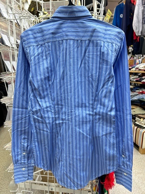ラルフローレン ポロ刺繍 スリムフィット ストライプ シャツ 長袖 ブルー 150 80A_画像3
