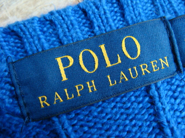 Polo Ralph Lauren ポロラルフローレン コットン ケーブルニットセーター ブルー (S・170/92A)　_画像8