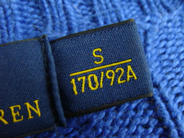 Polo Ralph Lauren ポロラルフローレン コットン ケーブルニットセーター ブルー (S・170/92A)　_画像9