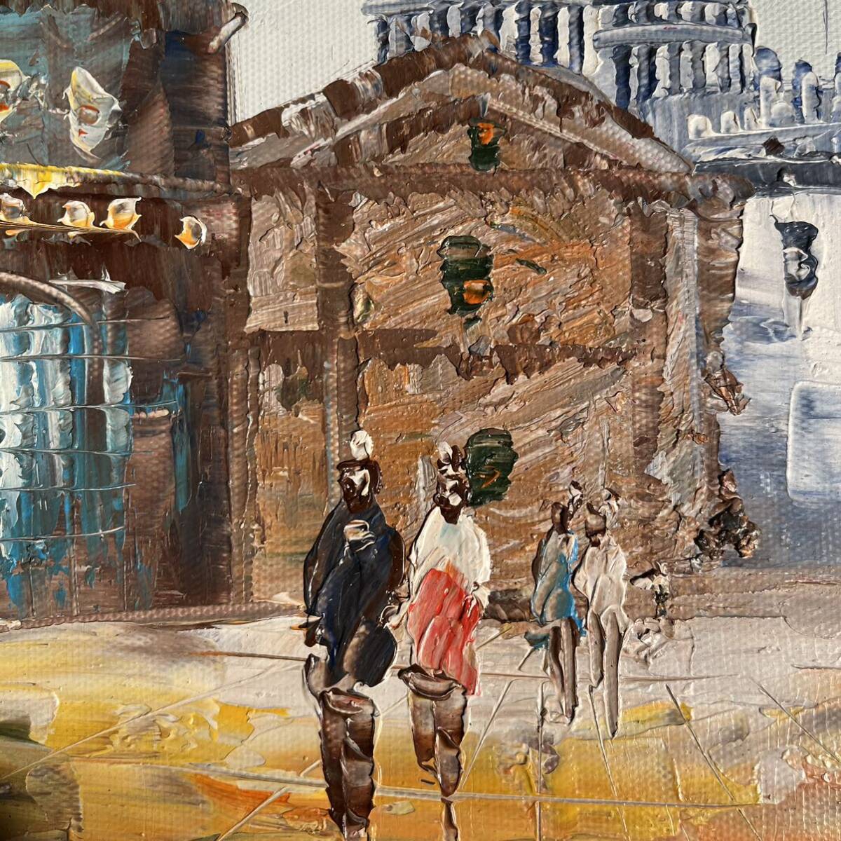 手書き油絵 パリの風景 額付 絵画 インテリア 油彩画の画像6