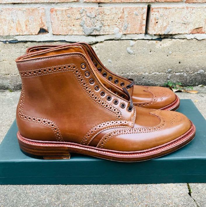 オールデン ウイスキー ウイングチップ ブーツ 7.5D コードバン whiskey Cordovan wing tip boot ブラウン _画像3