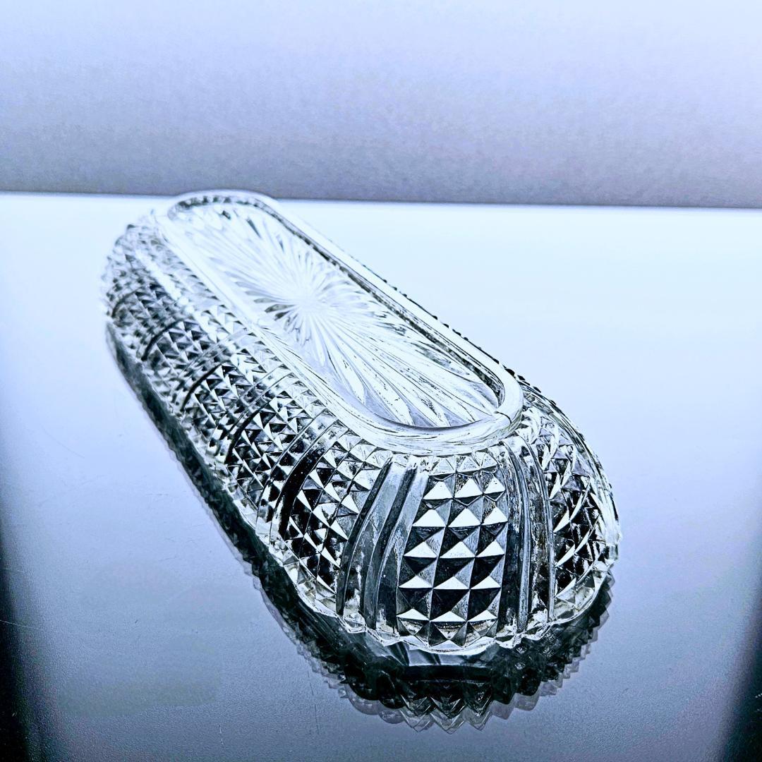 輝くオールドバカラBaccarat ダイヤモンドカットのアクセサリートレイ皿トレー クリスタルガラス 19世紀後半フランスアンティーク_画像6