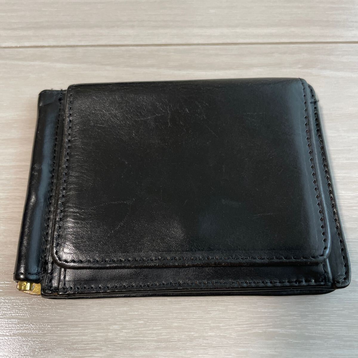 GLENROYAL グレンロイヤル 財布 マネークリップ 小銭入れ付き MONEY CLIP WITH POCKET 革 カード メンズ ブライドルレザー 黒 ブラック_画像2