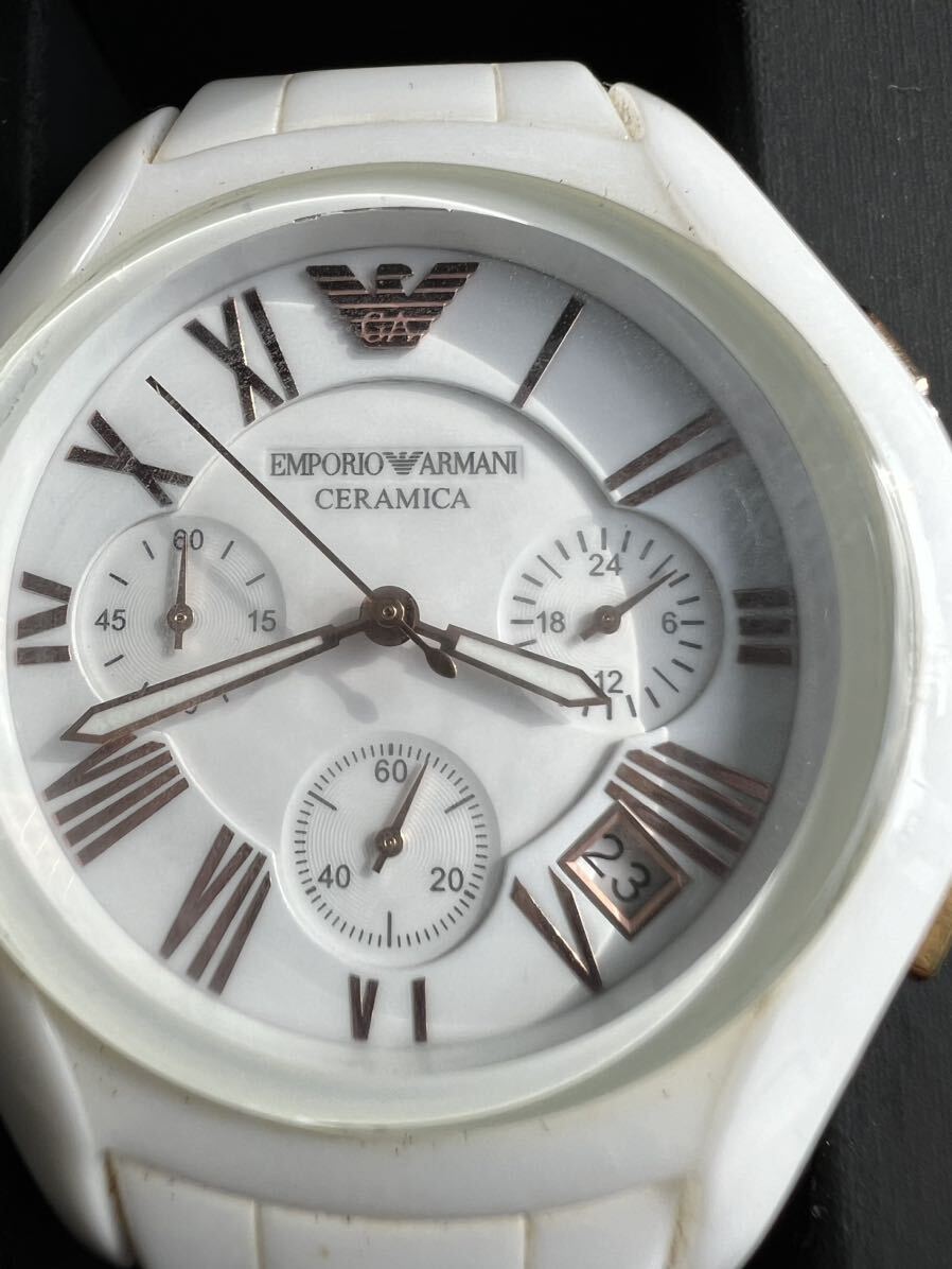 ▽[500円スタート] エンポリオ アルマーニ EMPORIO ARMANI クロノグラフ セラミック 腕時計 AR1417 [AR1417]_画像2