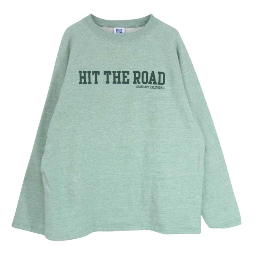 STANDARD CALIFORNIA スタンダードカリフォルニア HIT THE ROAD クルーネック ラグラン スウェット トレーナー グリーン系 【中古】_画像1