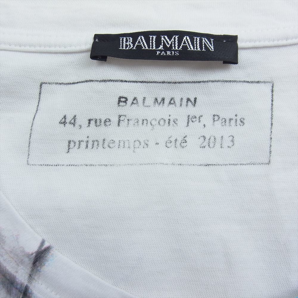 BALMAIN バルマン 2013 フラワー Tシャツ ホワイト系 XS【中古】_画像4