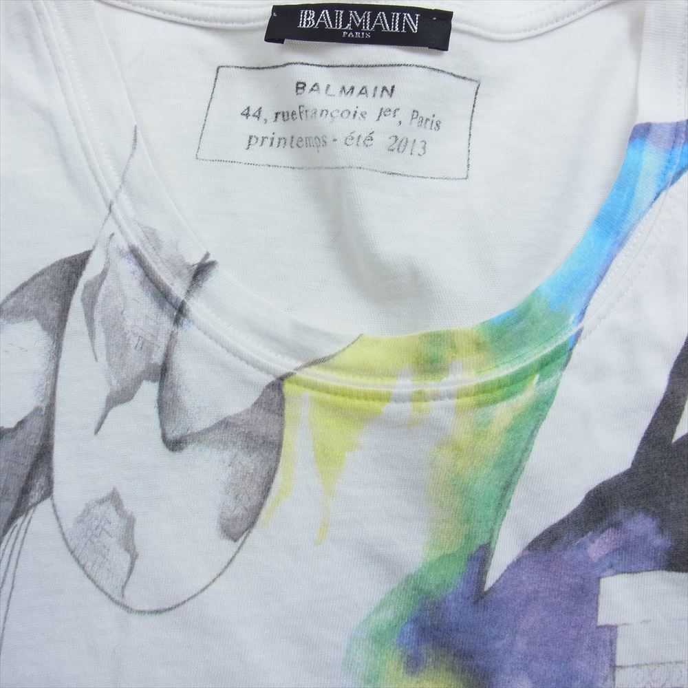 BALMAIN バルマン 2013 フラワー Tシャツ ホワイト系 XS【中古】_画像3