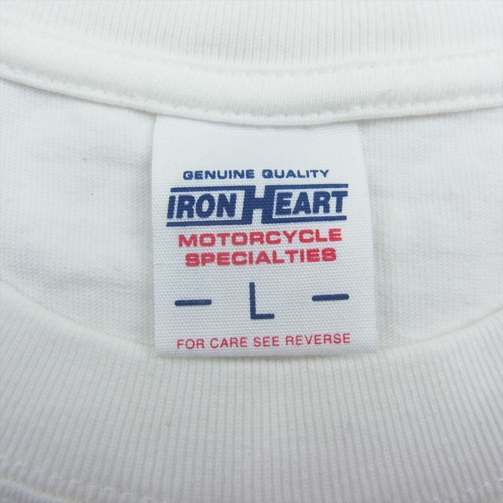 IRON HEART アイアンハート 両面 プリント 半袖 Tシャツ ホワイト系 L【美品】【中古】_画像4