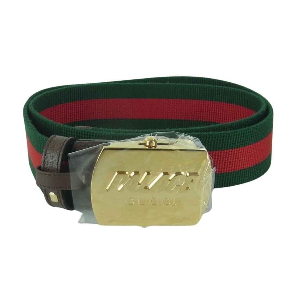 GUCCI グッチ Palace パレス Web Skater Belt ウェブ スケーター ベルト シェリーライン グリーン系 レッド系 未使用 【中古】_画像1