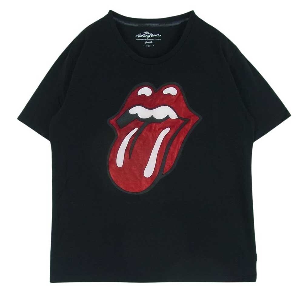 glamb グラム GB0120 RS01 The Rolling Stones ザ ローリングストーンズ リップ&タン プリント 半袖 Tシャツ 黒系 2【中古】_画像1