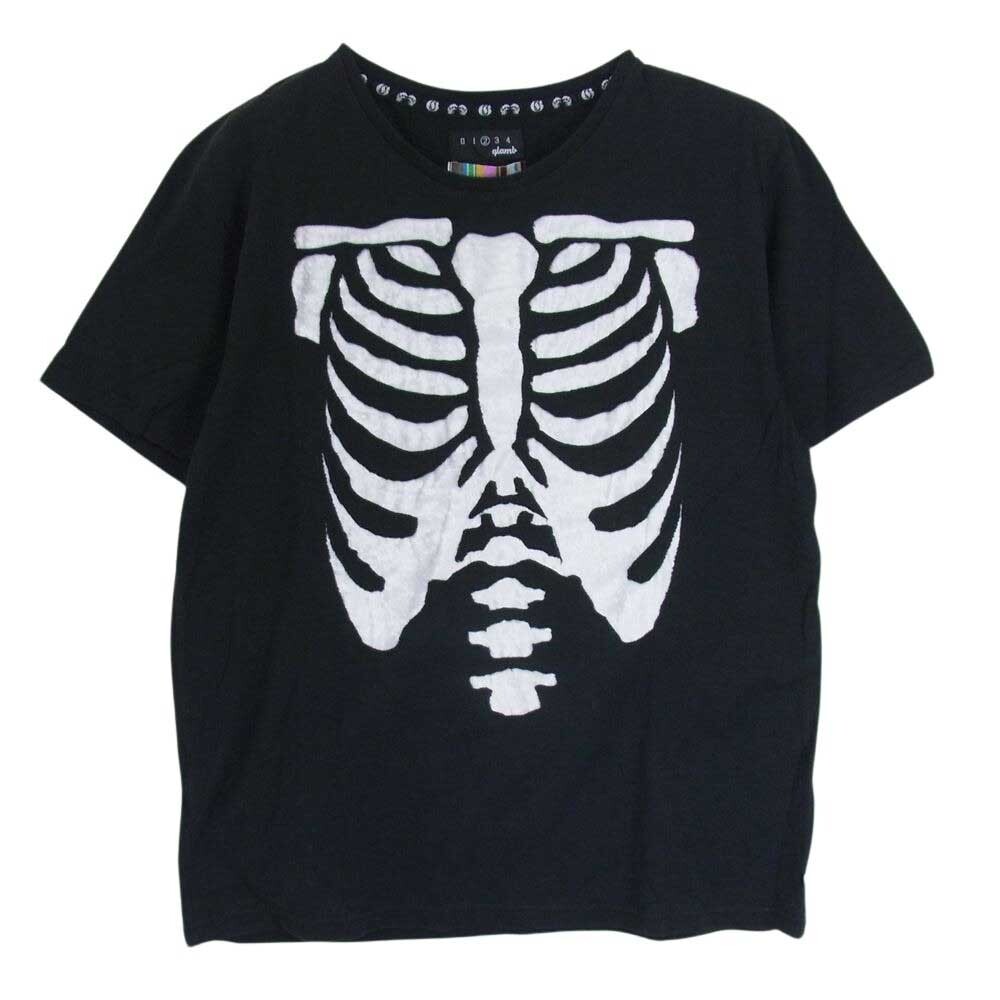 glamb gram pie ru skeleton bo-n. short sleeves T-shirt black group 2[ used ]