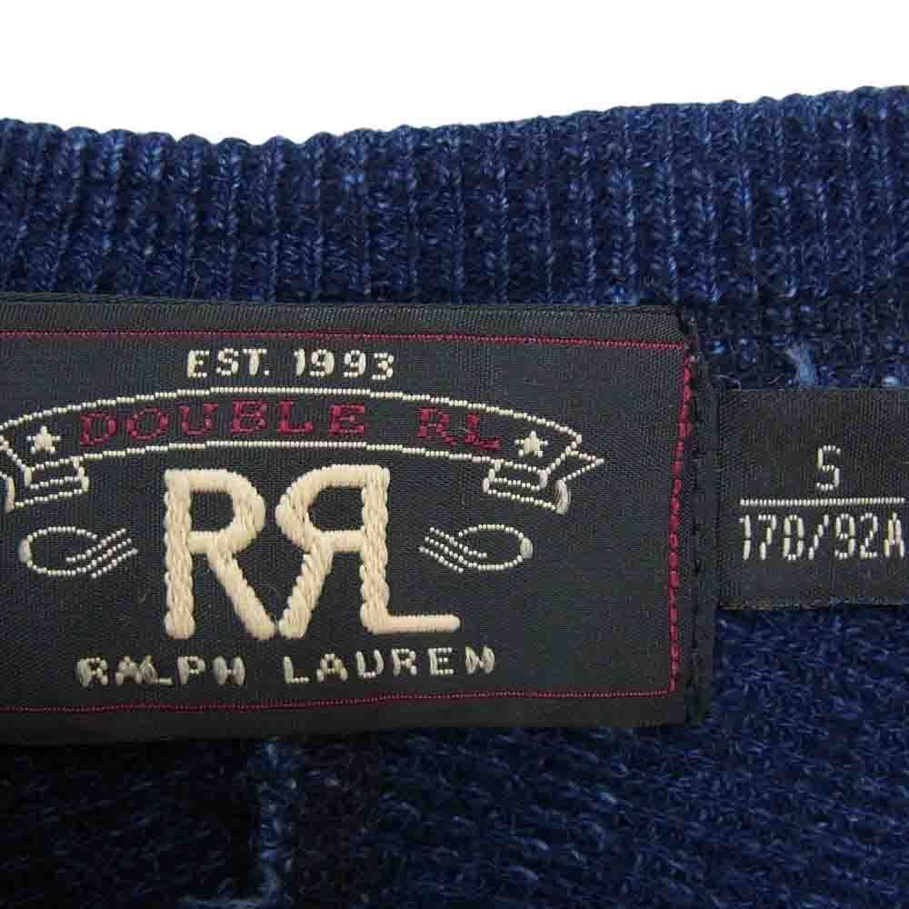 RRL ダブルアールエル インディゴ Waffle knit サーマル 長袖 Tシャツ カットソー ネイビー系 S【中古】_画像4