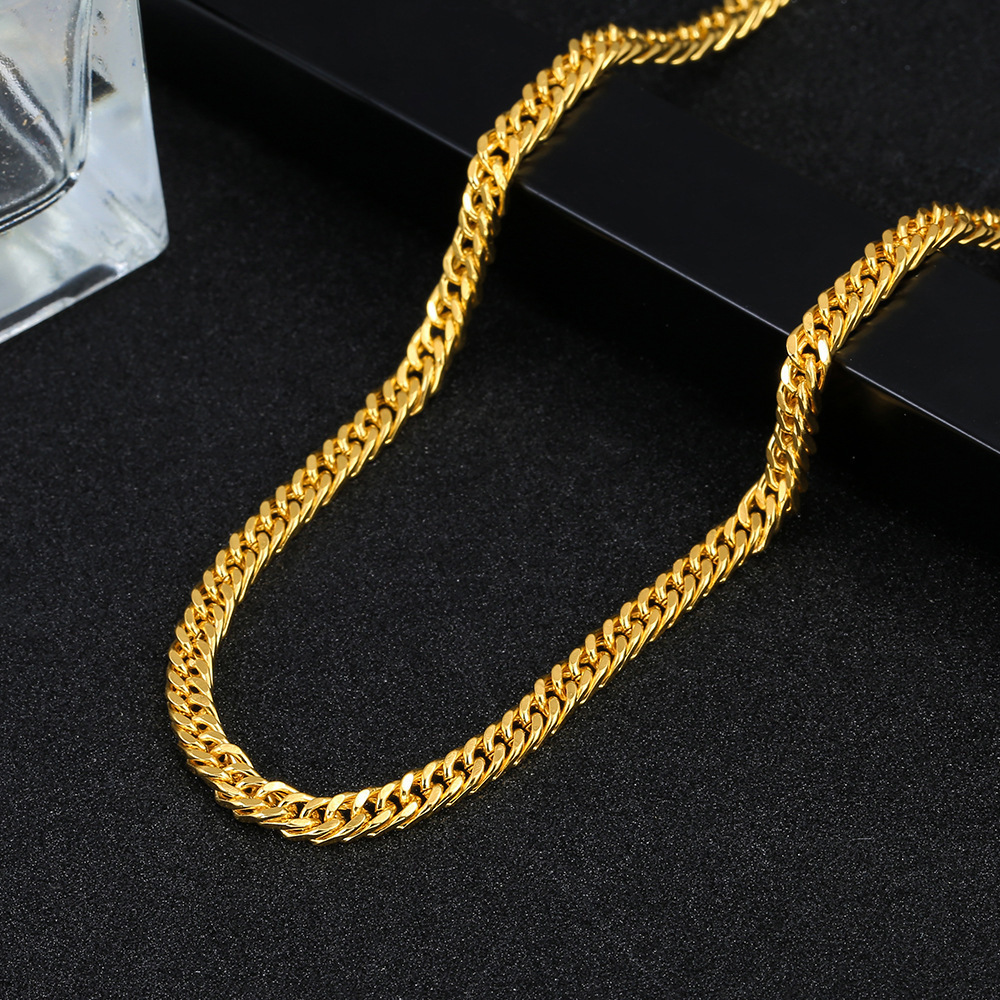 メンズ レディース necklace 18k Gold Plated 18k 喜平ネックレス ゴールドネックレス 喜平チェーンダブル 338_画像1