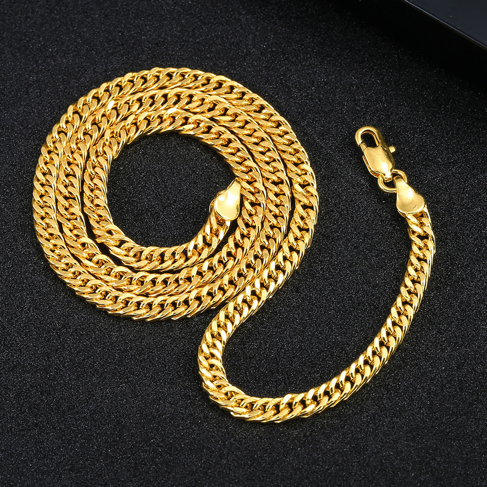 メンズ レディース necklace 18k Gold Plated 18k 喜平ネックレス ゴールドネックレス 喜平チェーンダブル 338_画像3