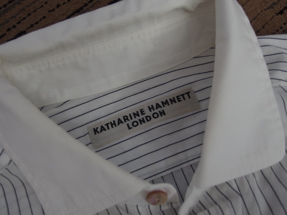  Katharine Hamnett * рубашка с длинным рукавом * длинный рукав k реликт рубашка ** пятна загрязнения есть * полоса *XL размер *KATHARINE HAMNETT