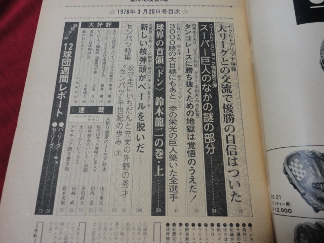 【プロ野球】週刊ベースボール 　昭和53年3月20日号_画像2