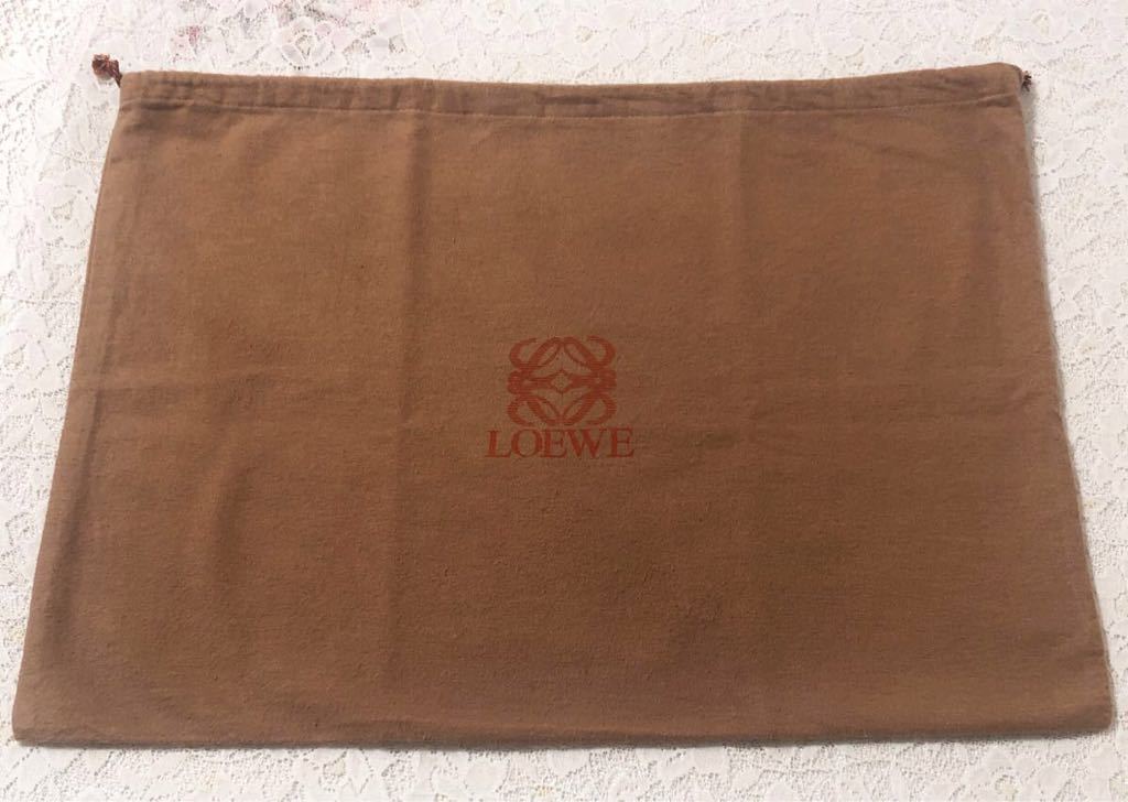 ロエベ「LOEWE」バッグ保存袋 旧型 ヴィンテージ (3720) 正規品 付属品 内袋 布袋 巾着袋 布製 ブラウン 48×35cm の画像1