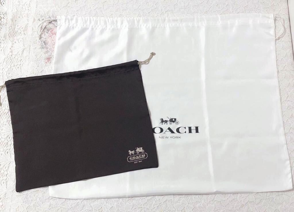 コーチ 「COACH」バッグ保存袋 2枚組 旧型 (3766) 正規品 付属品 内袋 布袋 巾着袋 布製 ナイロン生地 バッグ用 _画像1
