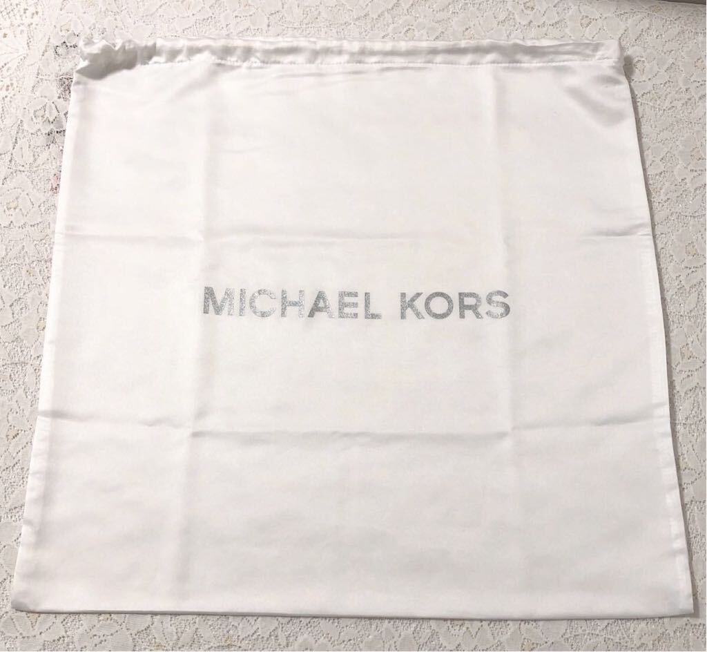 マイケルコース「MICHAEL KORS」バッグ保存袋 2枚組 (3416) 正規品 付属品 内袋 布袋 巾着袋 布製 ナイロン生地 ホワイト バッグ用 _大