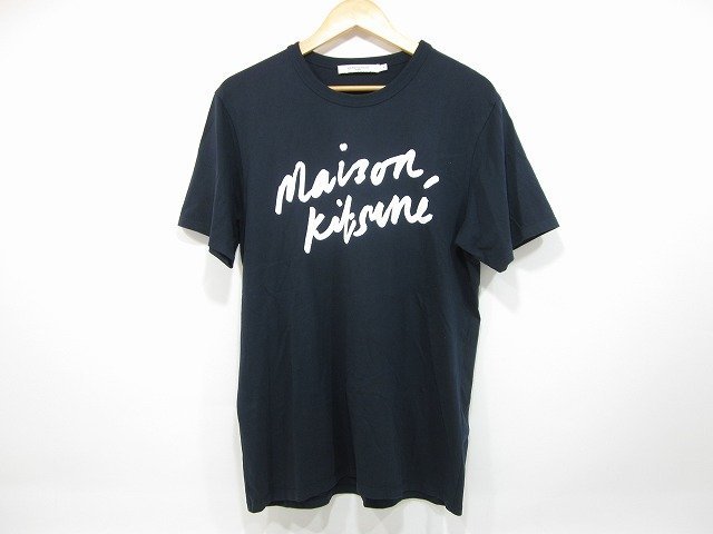 MAISON KITSUNE/メゾン キツネ カットソー Tシャツ 半袖 ロゴプリント メンズ サイズ : M ネイビー_画像1