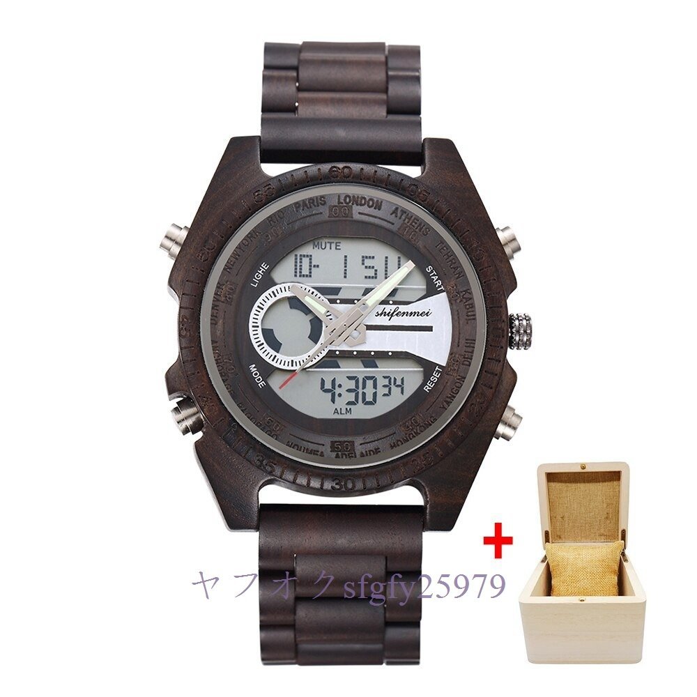 A604A☆新品木製腕時計 メンズ ミリタリー スポーツ腕時計 クオーツ時計 高級 ギフト おしゃれの画像6