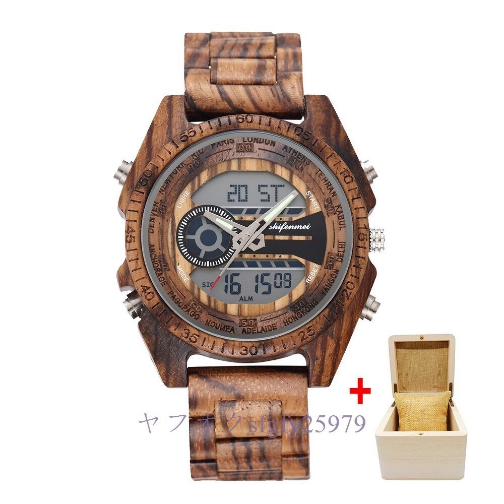 A604A☆新品木製腕時計 メンズ ミリタリー スポーツ腕時計 クオーツ時計 高級 ギフト おしゃれの画像4