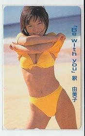 B=v209 釈由美子 水着 テレカ_画像1