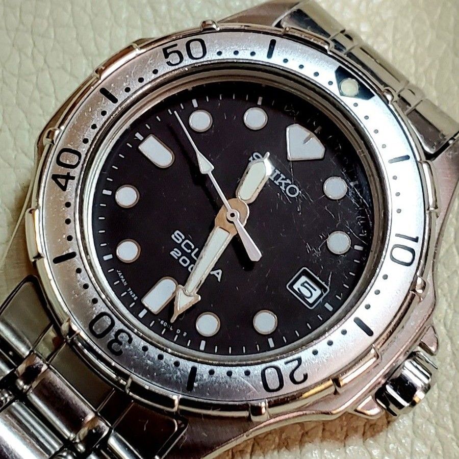 超爆安 SEIKO メンズ ブラック デイト ダイバー スキューバ セイコー アナログ（自動巻き）