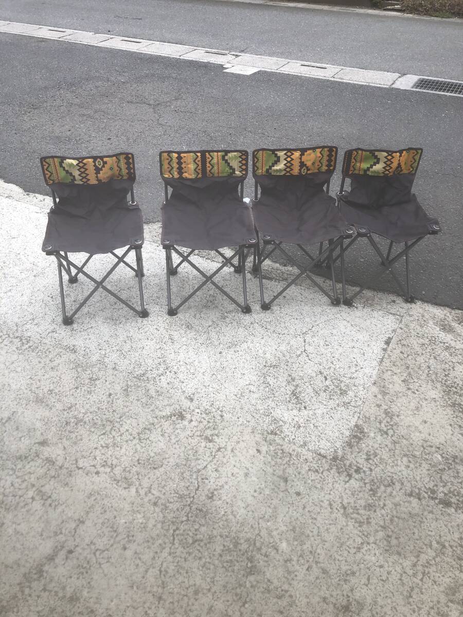 [s2393][ secondhand goods ] outdoor camp table chair 4 legs total 5 point set storage sack attaching 