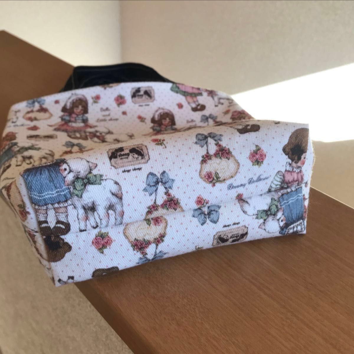 帆布　可愛い羊とフランス女子ミニトートバッグレディース　ハンドメイドバッグ　バッグインバッグ手作りポーチジム小袋誕生日プレゼント　
