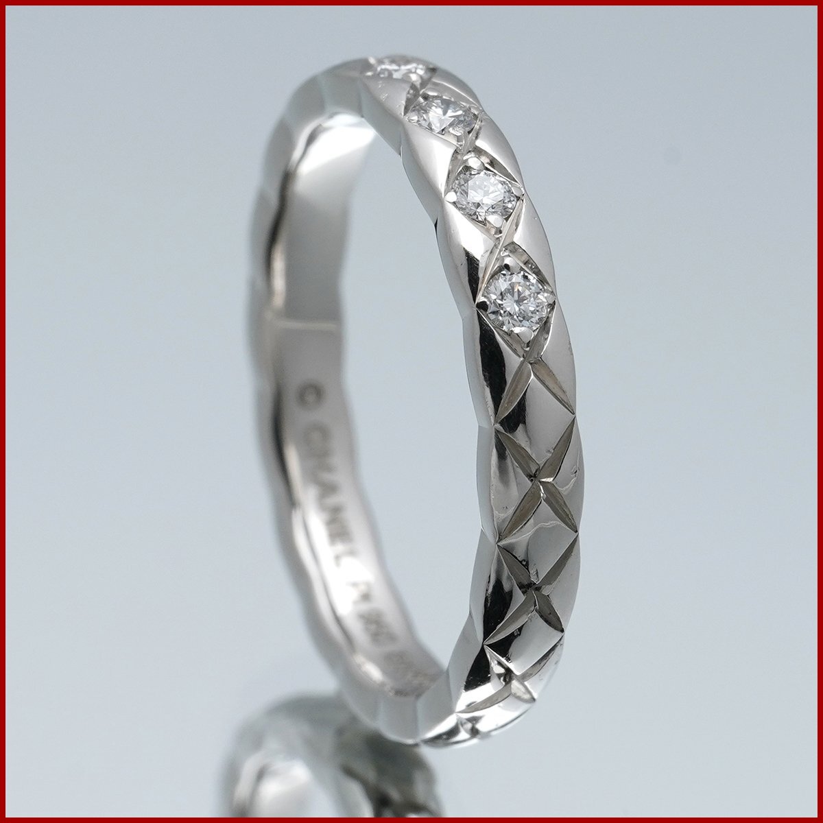 シャネル ココクラッシュ ダイヤモンド 5石 リング 指輪 J11355 Pt950 プラチナ #49 8.5号 美品 新品仕上げ済みの画像2