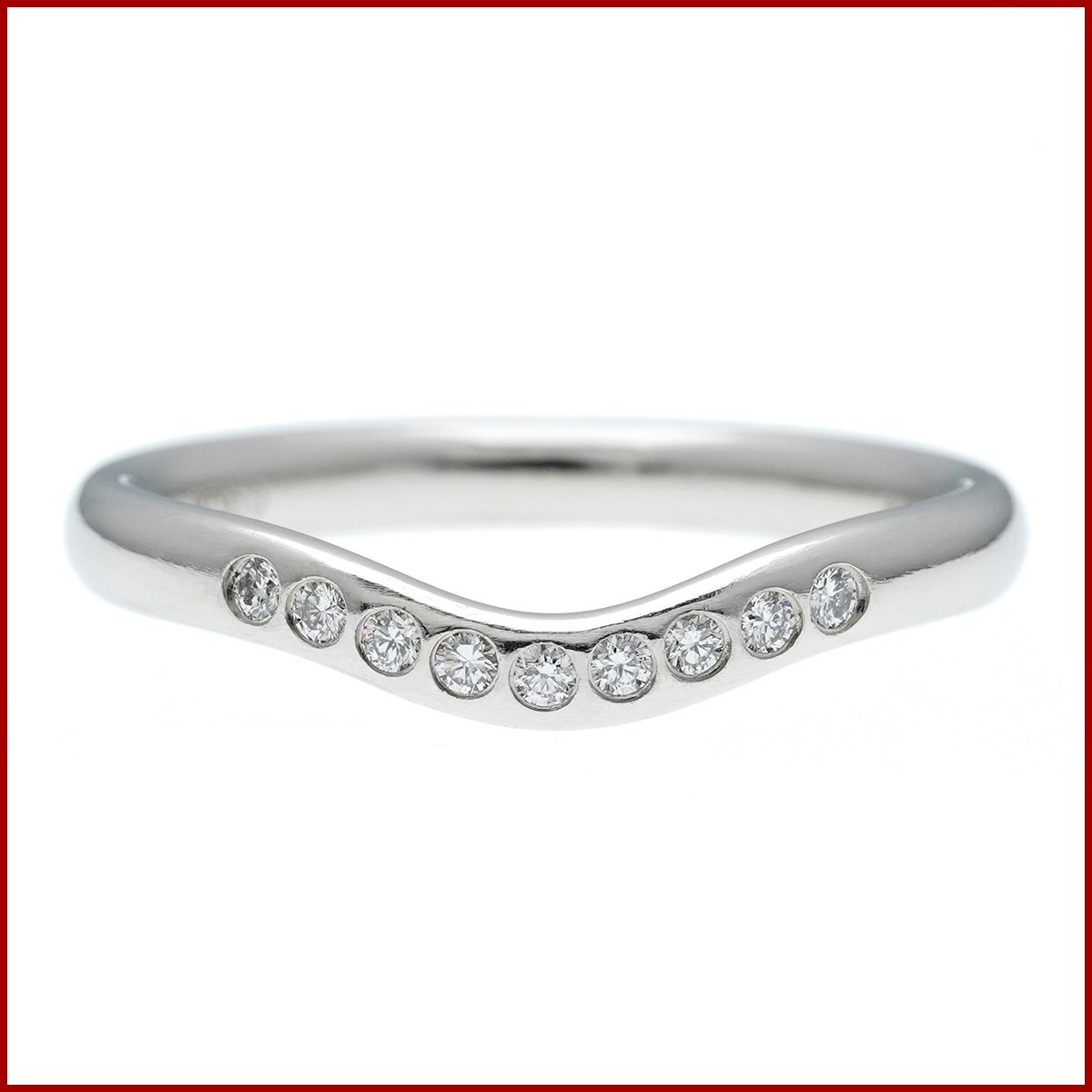 ...  кривая ... лента   кольцо    кольцо   Pt950  платиновый  2mm  алмаз  9 камень  8 номер    товар в хорошем состоянии   новый товар  отделка  сделано   почтовый пакет   реакция  возможно   стоимость доставки 300  йен 