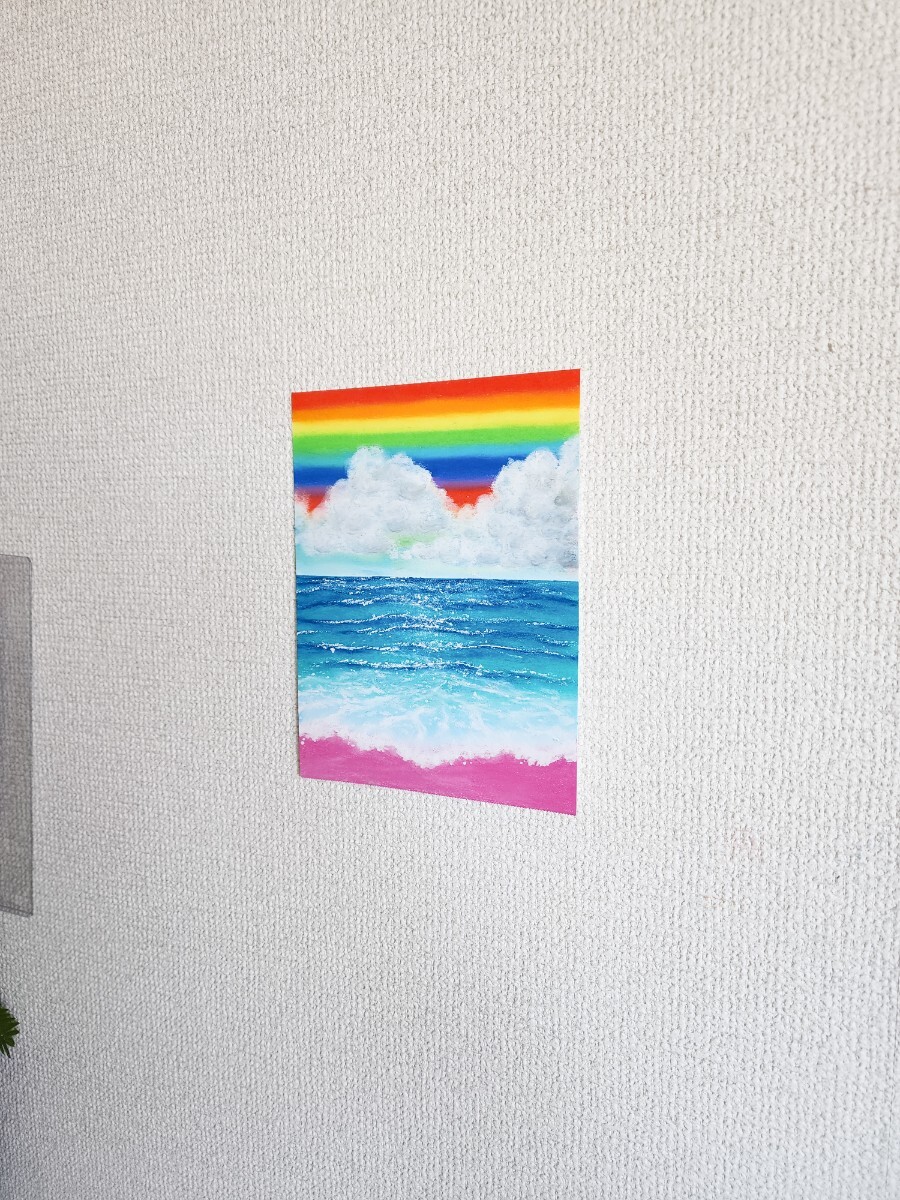 パステル画　風景画　絵画　アート　インテリア　海の絵　虹の絵_画像7