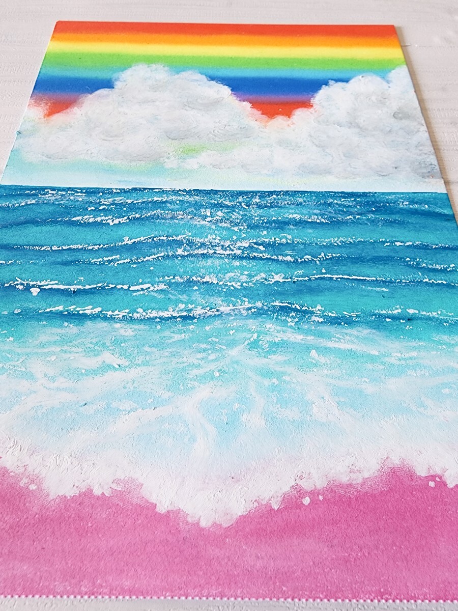 パステル画　風景画　絵画　アート　インテリア　海の絵　虹の絵_画像5