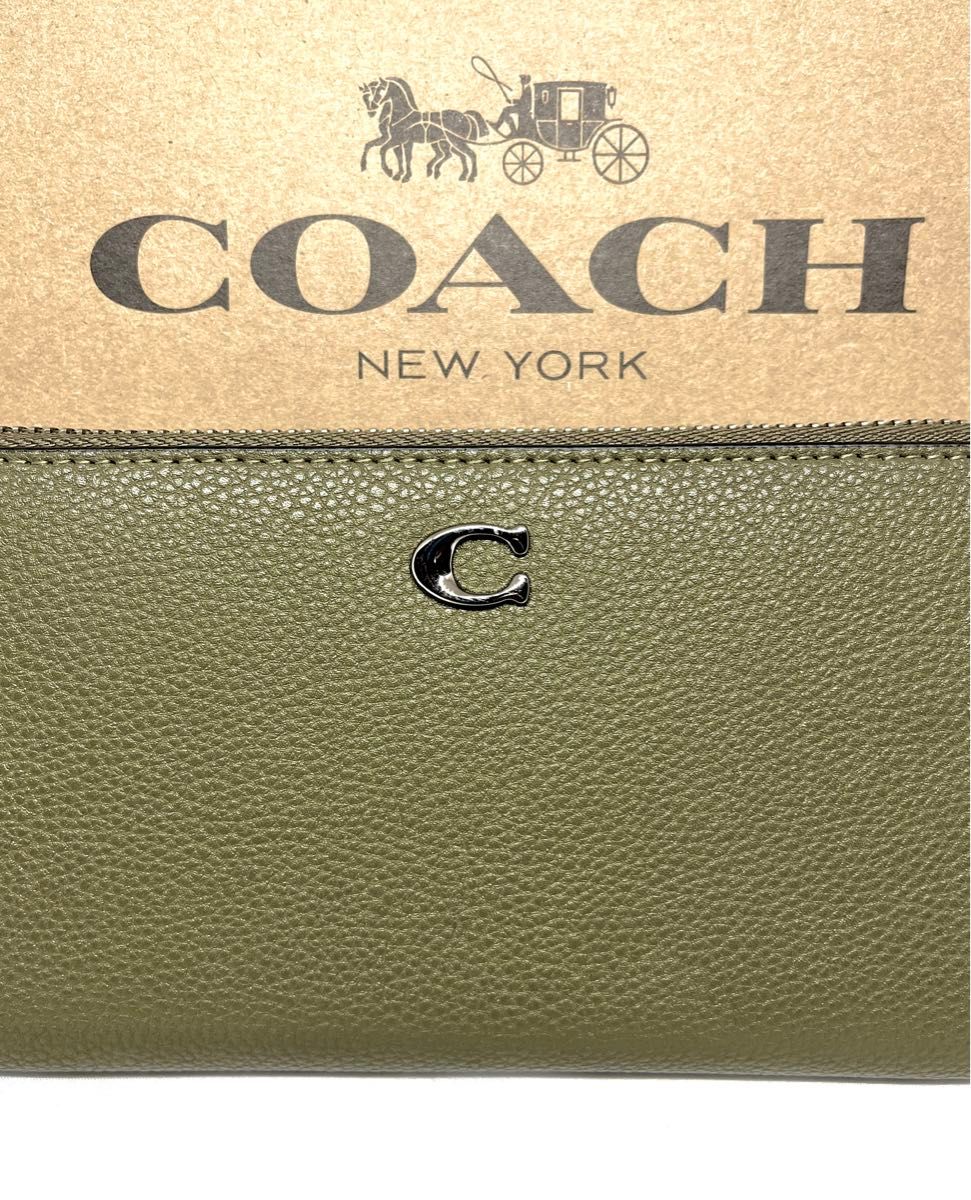 コーチ COACH 長財布 ラウンドファスナ モスグリーン 新品