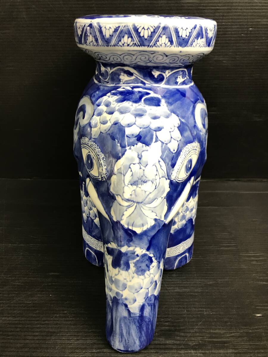 湘/陶器/象/置物/花台/ガーデニング/アジアン/縁起物/汚れ有/重量約5kg/3.15-127KSの画像2