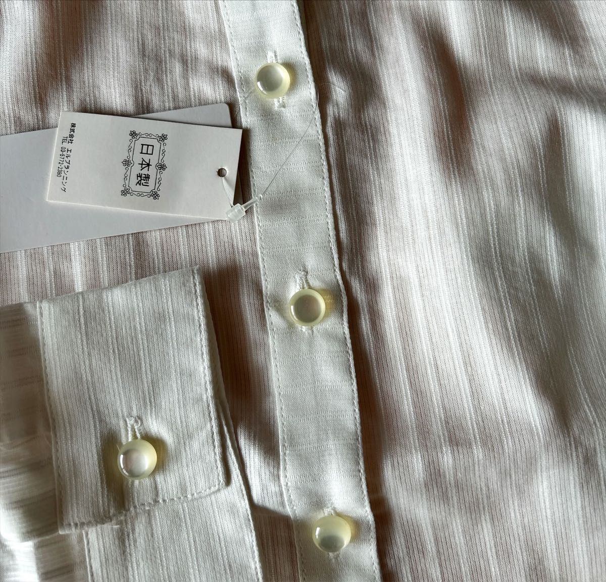 日本製　コットン100% 長袖ブラウス　 オープンシャツ　レディースM〜Lサイズ　新品　タグ付き