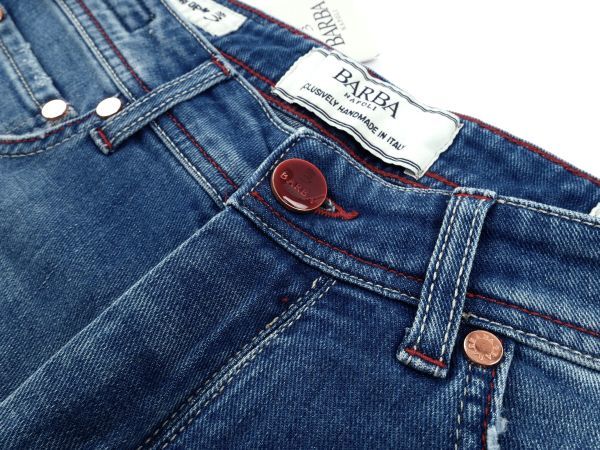 【新品未使用】BARBA バルバ◆Made in Italy◆31◆Luxury Denim◆インディゴ ブルー エイジング ストレッチ スリム デニム パンツ◆ドレスの画像4