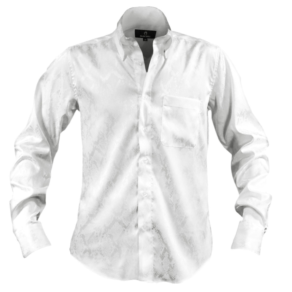 181711-wh ブラックバリア ドゥエボットーニ パイソン蛇柄 ジャガード スナップダウン ドレスシャツ メンズ(ホワイト白) L ステージ衣装_画像7