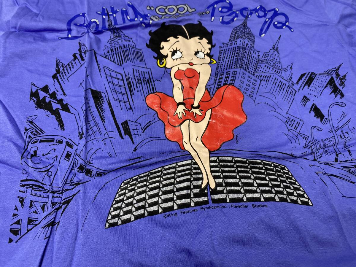 ★Betty Boop ベティブープ ②★Tシャツ 古着 ブルー ※サイズ不明 ビンテージ ベティちゃん【中古/現状品】_画像4