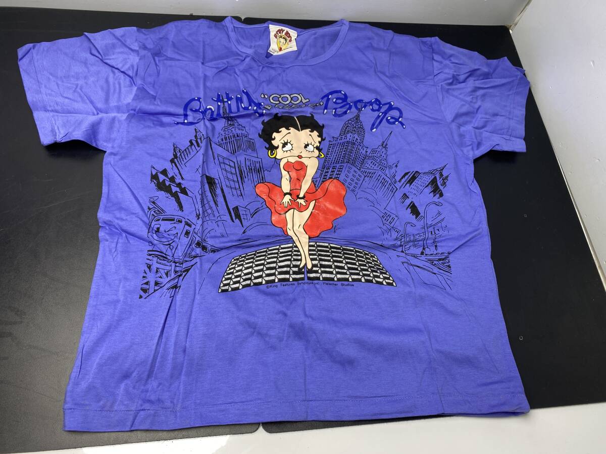 ★Betty Boop ベティブープ ②★Tシャツ 古着 ブルー ※サイズ不明 ビンテージ ベティちゃん【中古/現状品】_画像1