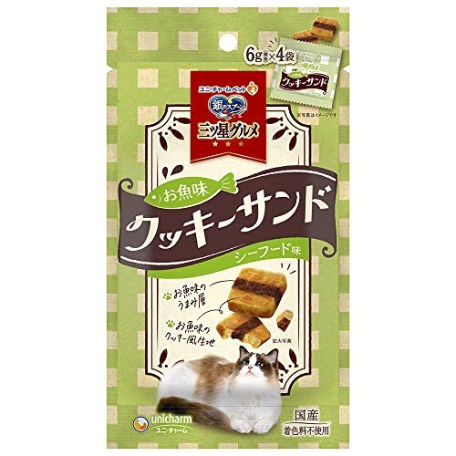 【まとめ買い】銀のスプーン 猫用 おやつ 三ツ星グルメ お魚味クッキーサンド シーフード味 24ｇ×5 国産 キャットフード ユニチャーム_画像4