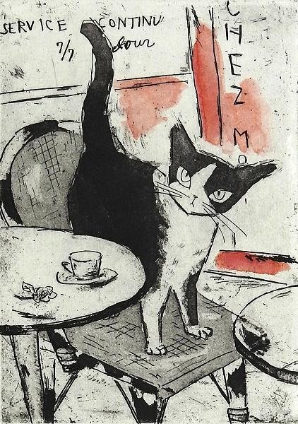 ◎山岡康子『caferouge』銅版画★動物画【新品】_画像2