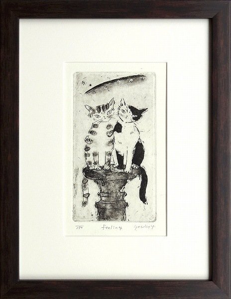 ◎山岡康子『feeling』銅版画★動物画【新品】_画像1