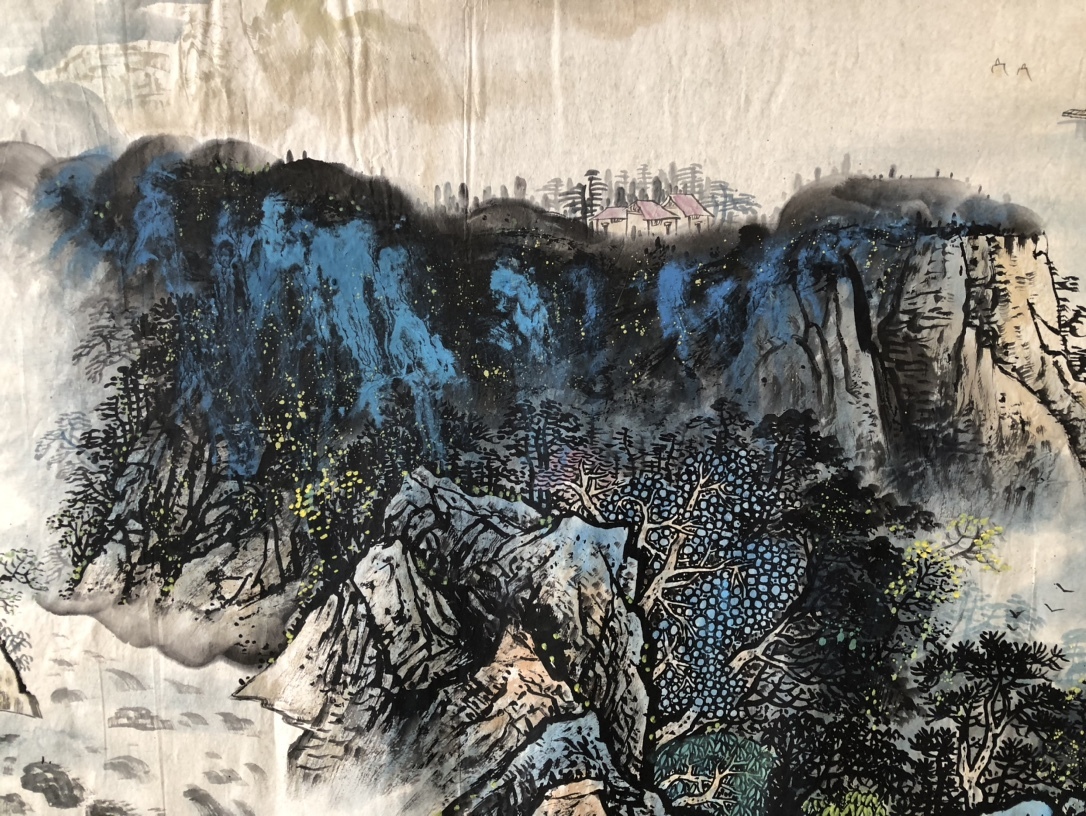 秘藏 近現代 張大千 中國國畫家 手描き 山水畫 橫幅畫 古美術 古美味 GP0328_画像6