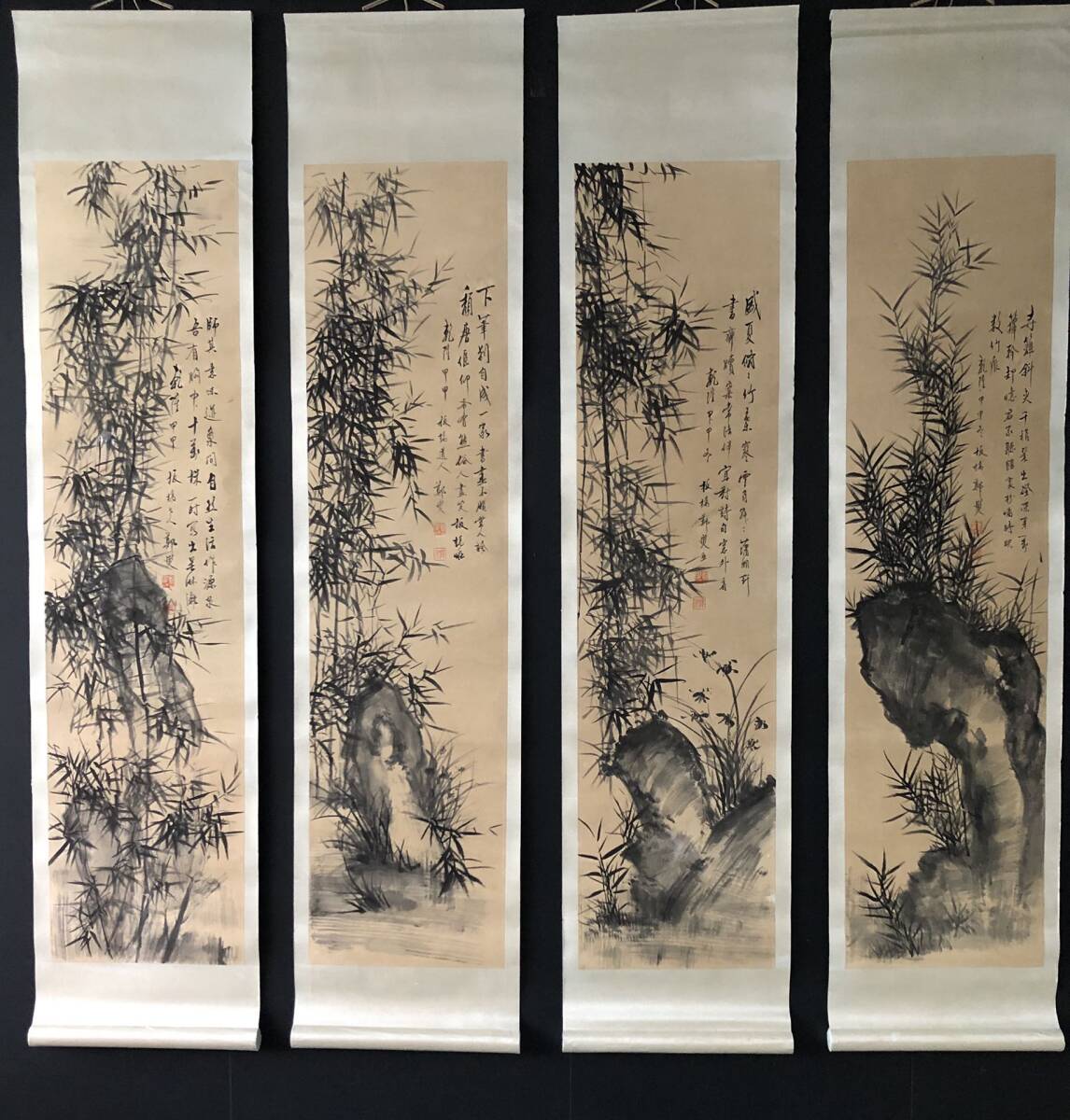 秘藏 清代 鄭板橋 中國畫家 手描き 竹子畫 古美術 古美味 GP0328_画像1