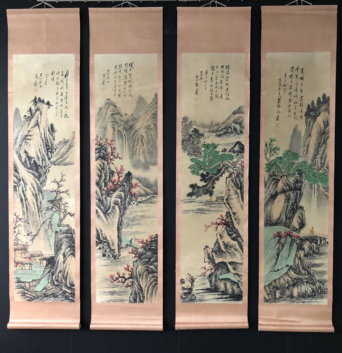 秘藏 近現代 張大千 中國國畫家 手描き 山水畫 古美術 古美味 GP0328_画像1