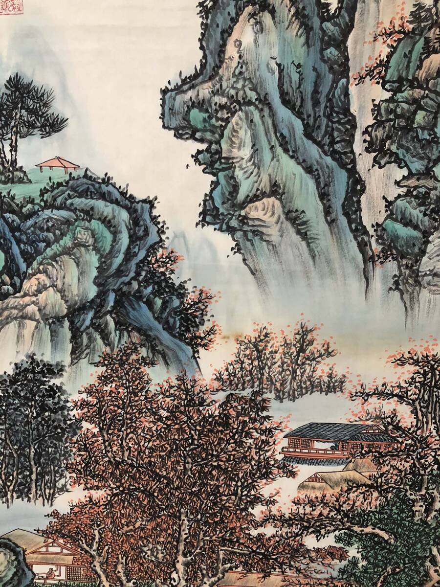 秘藏 近現代 張大千中國國畫家 山水畫 手描き 古美術 古美味 GP0325_画像6